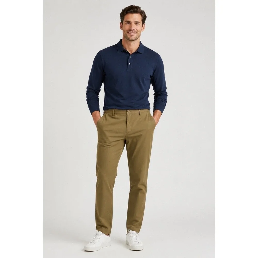 NWT Chaps 36x30‎ Everyday Performance Chino Pants Slim Tapered Tan Golf Trousers